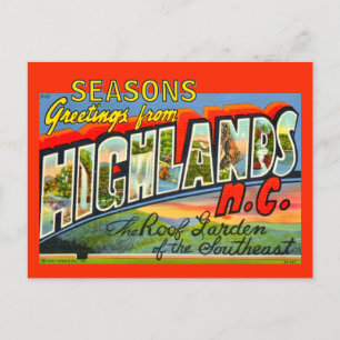 Vintage Highlands NC Holiday Postcard