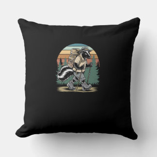 Vintage Hiking Skunk Funny Forest Hiking Adventur Cushion