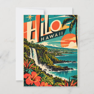 Vintage Hilo Hawaii Travel Poster - Landscape, Add Card
