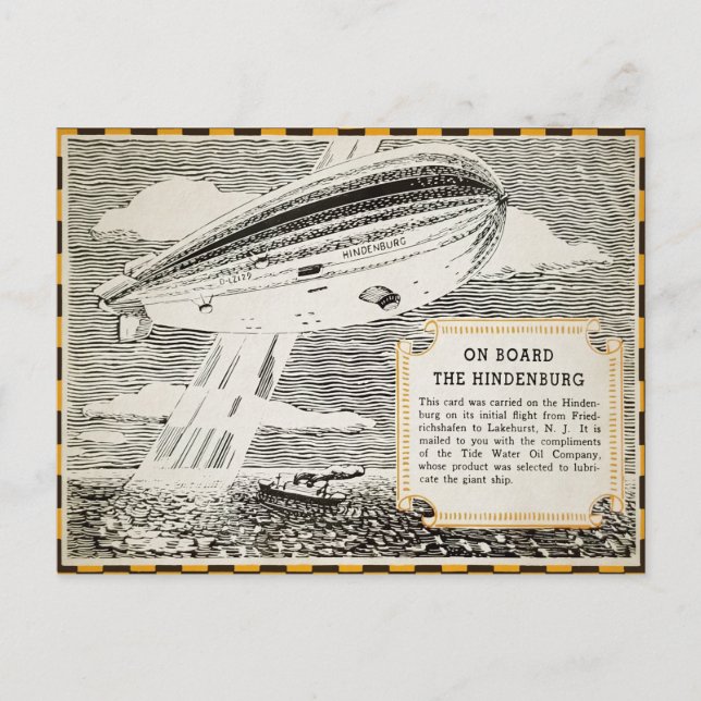 Vintage Hindenburg Flight Postcard (Front)