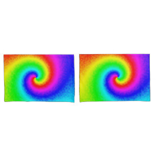 Vintage Hippie Boho Tie Dye Psychedelic Twirl Pillowcase