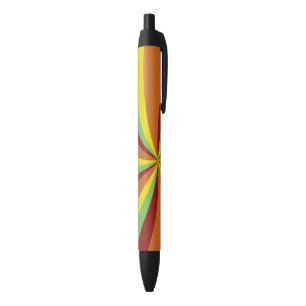Vintage Hippie Retro Style Swirls Pattern Black Ink Pen