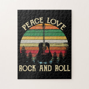 Vintage Hippie Van Flower Bus Peace Love Jigsaw Puzzle