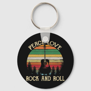 Vintage Hippie Van Flower Bus Peace Love Key Ring