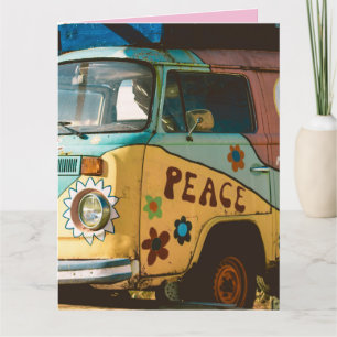 VINTAGE HIPPIE VAN FUNNY GREETING BIRTHDAY CARD