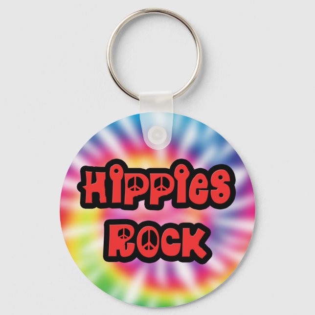 Vintage Hippies Rock Tie Dye Keychain (Front)