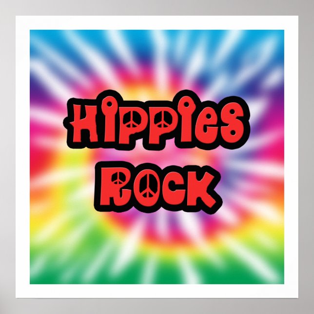 Vintage Hippies Rock Tie Dye Poster (Front)