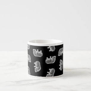 Vintage Hippo Print Pattern Hippopotamus Art Black Espresso Cup