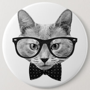 Vintage hipster cat 6 cm round badge
