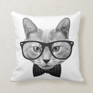 Vintage hipster cat cushion