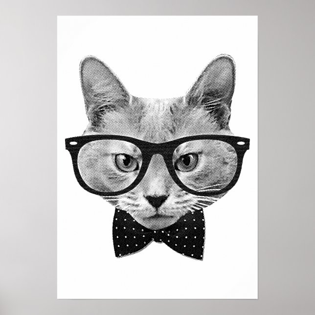 Vintage hipster cat poster (Front)