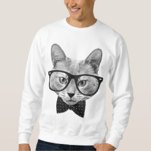 Vintage hipster cat sweatshirt