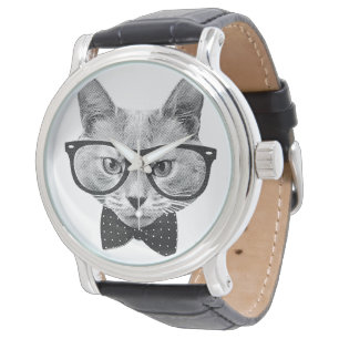 Vintage hipster cat watch
