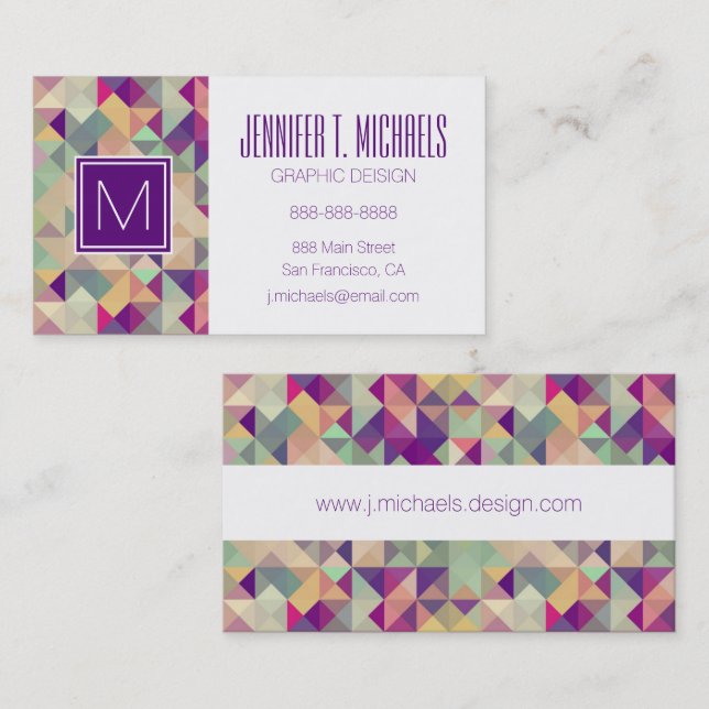Vintage Hipsters Geometric Pattern. Business Card (Front/Back)