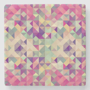 Vintage Hipsters Geometric Pattern. Stone Coaster
