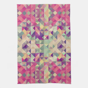 Vintage Hipsters Geometric Pattern. Tea Towel