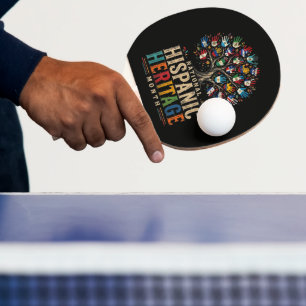 Vintage Hispanic Heritage Month Tree of Unity Ping Pong Paddle