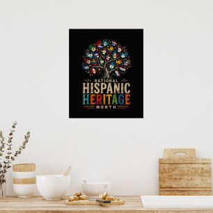 Vintage Hispanic Heritage Month Tree of Unity Poster