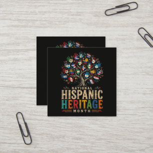 Vintage Hispanic Heritage Month Tree of Unity Square Business Card