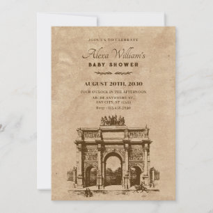 Vintage historic architecture baby shower invitation