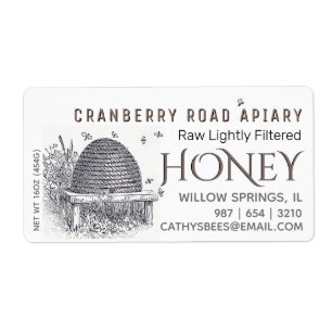 Vintage hive with bees honey shipping sized white 