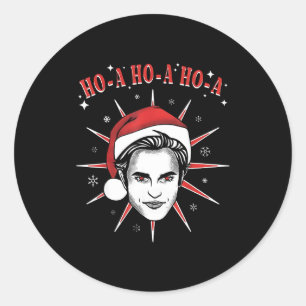Vintage Ho-a Ho-a Ho-a Santa Hat Funny Christmas  Classic Round Sticker