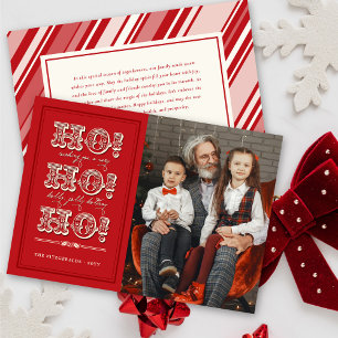 Vintage HO HO HO Holiday Fun Christmas Photo Card