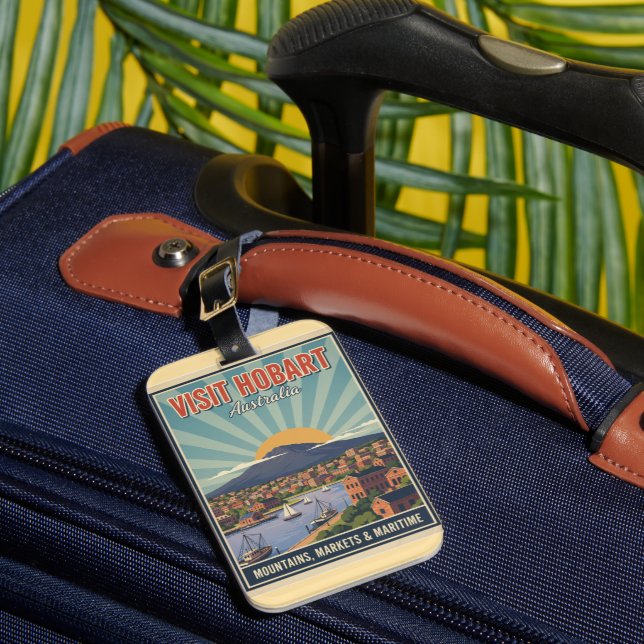 Vintage Hobart Tasmania - Mountains & Maritime Luggage Tag (Front Insitu 1)