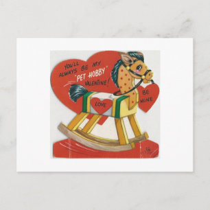 Vintage Hobby Horse Valentine Holiday Postcard