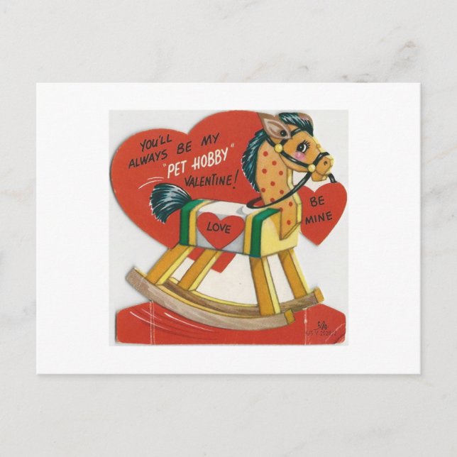 Vintage Hobby Horse Valentine Holiday Postcard (Front)
