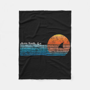 Vintage Hobie Beach Retro 80s Shark Fin Sunset Fleece Blanket