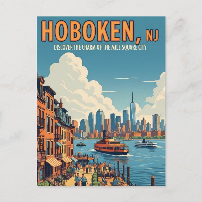 Vintage Hoboken New Jersey Travel Postcard (Front)