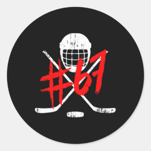 Vintage Hockey 67 Jersey Number Classic Round Sticker