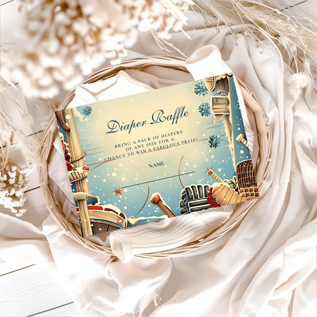 Vintage Hockey Baby Shower Diapper Raffle Enclosure Card (Creator Uploaded)