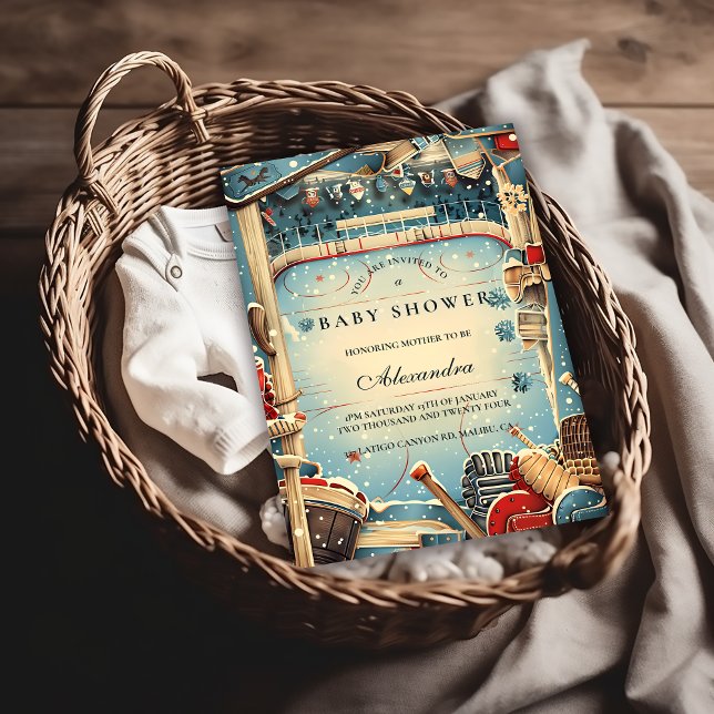 Vintage Hockey Baby Shower Invitation (Creator Uploaded)