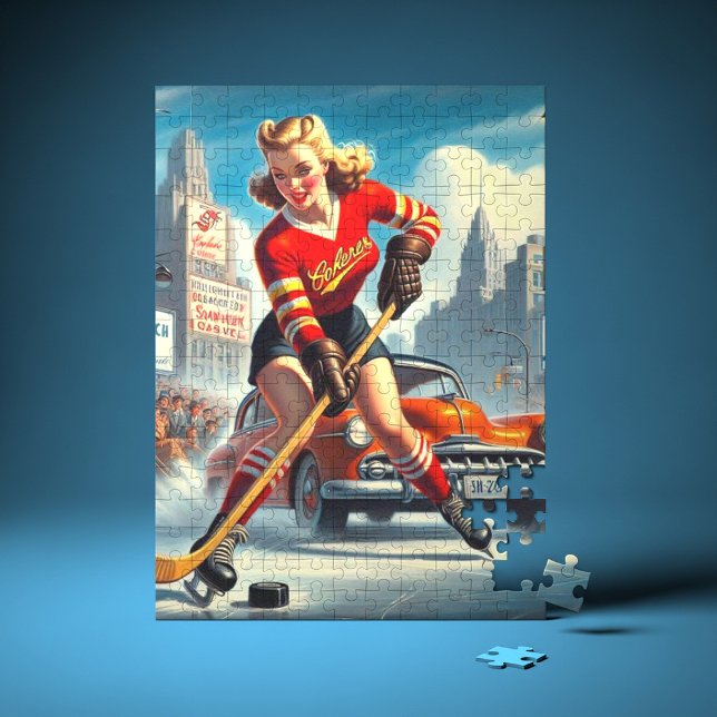 Vintage Hockey Girl Jigsaw Puzzle (Creator Uploaded)