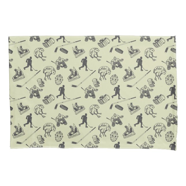 Vintage hockey pattern pillowcase (Front)