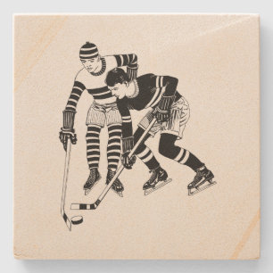 Vintage Hockey Players Stone Coaster