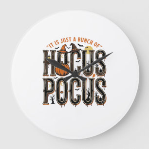 Vintage Hocus Pocus Halloween Pumpkin Shirt Design Large Clock