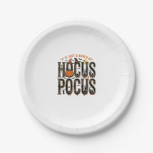 Vintage Hocus Pocus Halloween Pumpkin Shirt Design Paper Plate