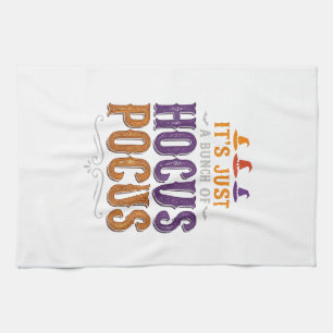Vintage Hocus Pocus Halloween Typography Design_1 Tea Towel