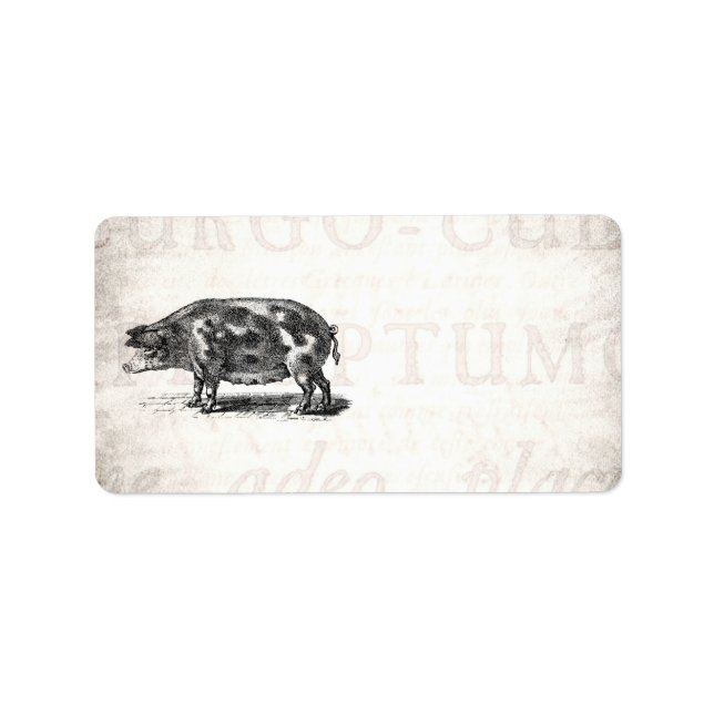 Vintage Hog Illustration on Old Paper 1800s Pig Label (Front)