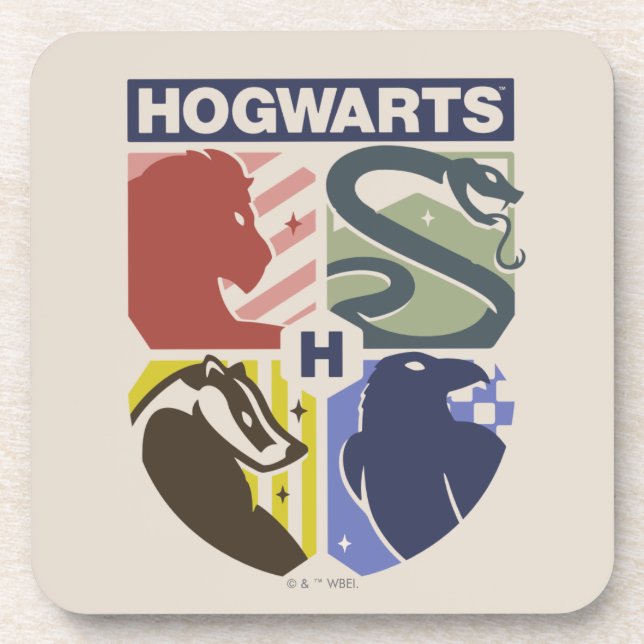 Vintage HOGWARTS™ Stamped Crest Coaster (Front)