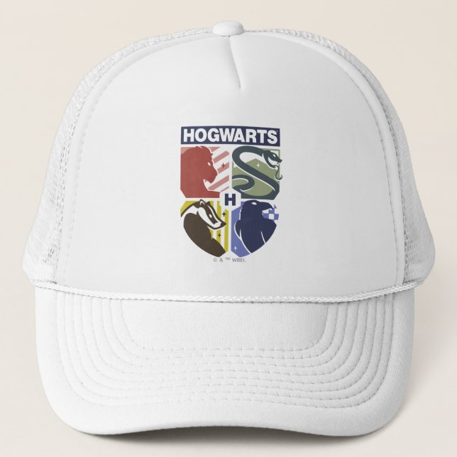 Vintage HOGWARTS™ Stamped Crest Trucker Hat (Front)