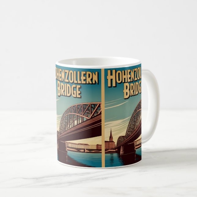 Vintage Hohenzollern Bridge cologne germany gift Coffee Mug (Front Right)