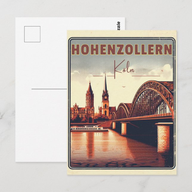 Vintage Hohenzollern Bridge cologne germany gift Postcard (Front/Back)