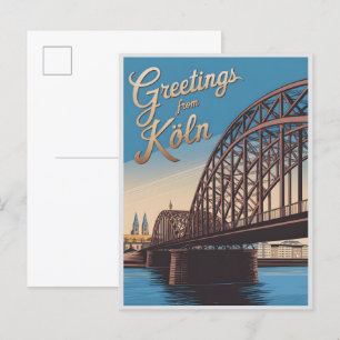Vintage Hohenzollern Bridge cologne germany gift Postcard