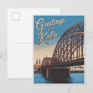 Vintage Hohenzollern Bridge cologne germany gift Postcard