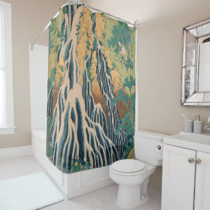 Vintage Hokusai Kirifuri Waterfall Woodblock Art Shower Curtain