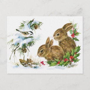 Vintage Holiday Bird and Bunnies